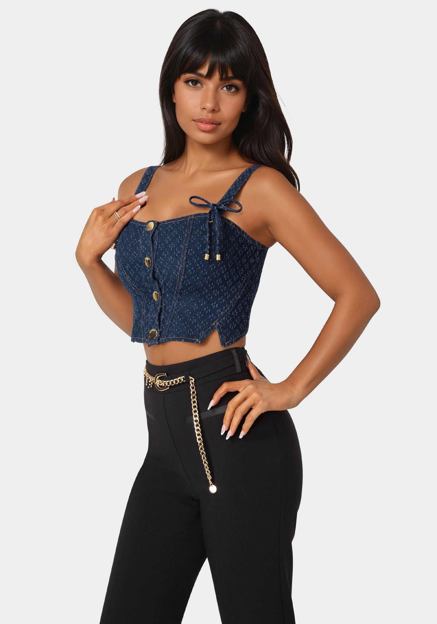 Textured Denim Bustier