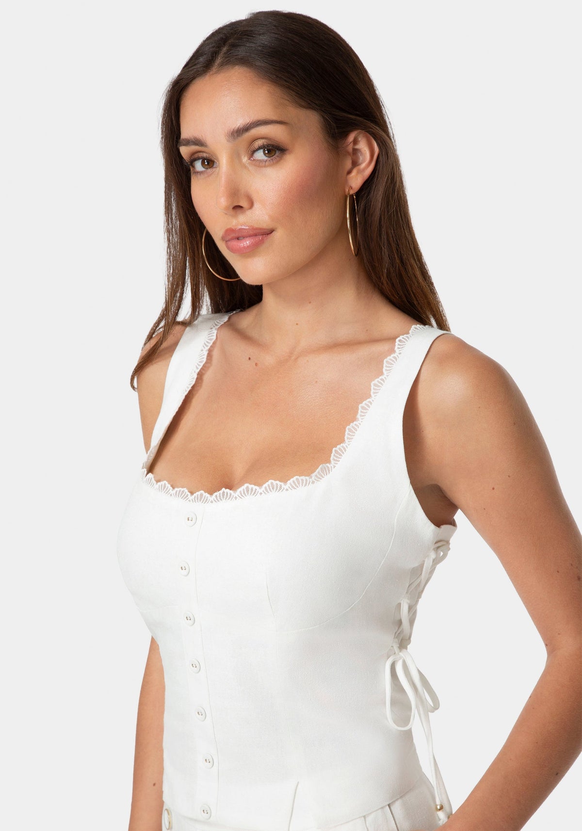 Lace Up Linen Top