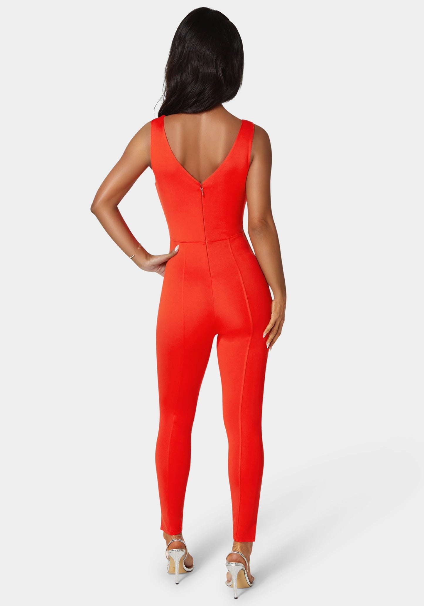 Trim Detail V Neck Catsuit