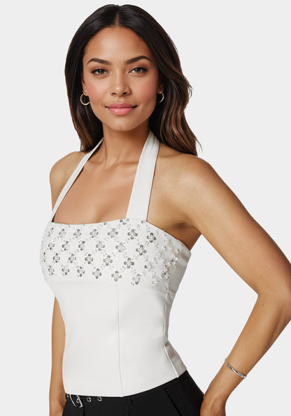 Halter Neck Bead Sequin Top