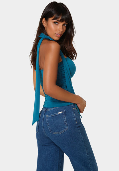 Jewel Rosette Scarf Top