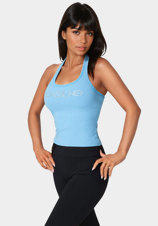 Bebe Logo Halter Neck Rib Tank