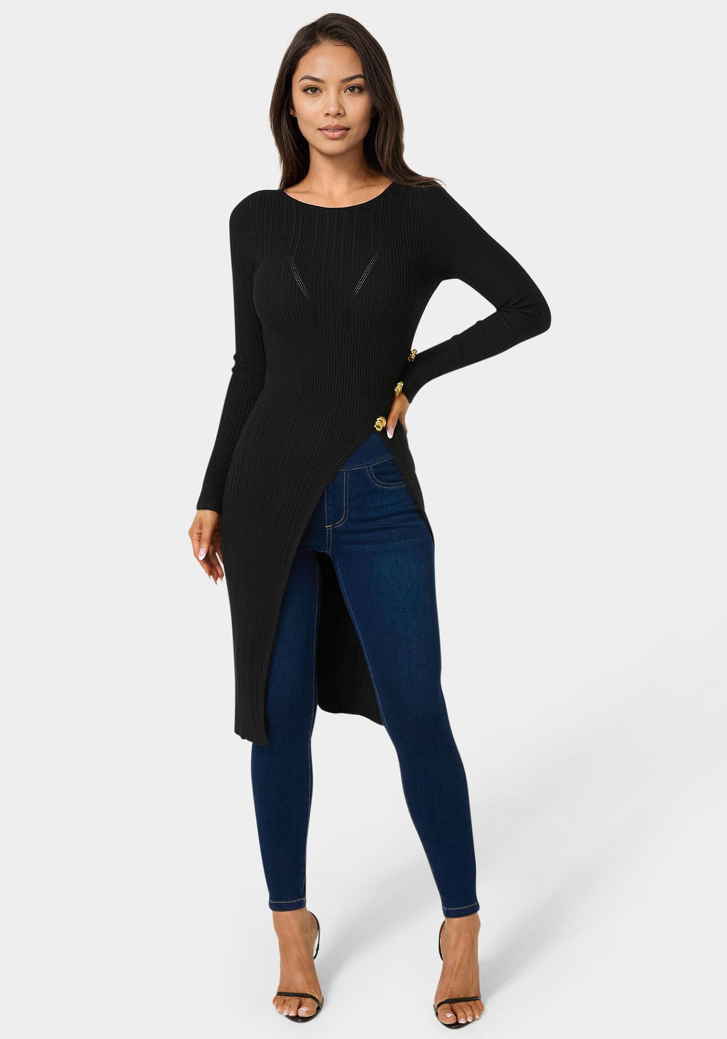 Long Body Side Slit Sweater