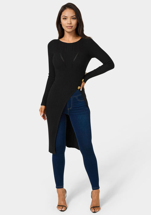 Long Body Side Slit Sweater