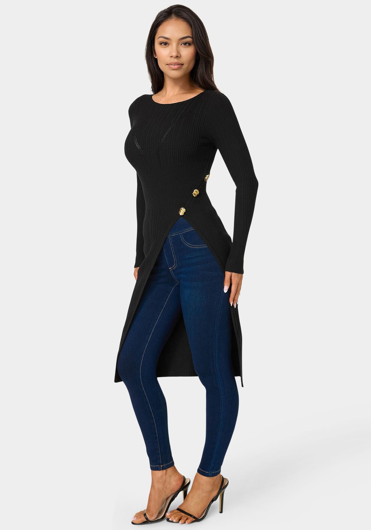 Long Body Side Slit Sweater