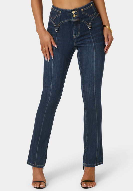 Natural Waist Mini Bootcut Leg Jeans