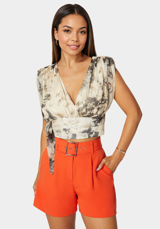 Sleeveless Tie Wrap Blouse