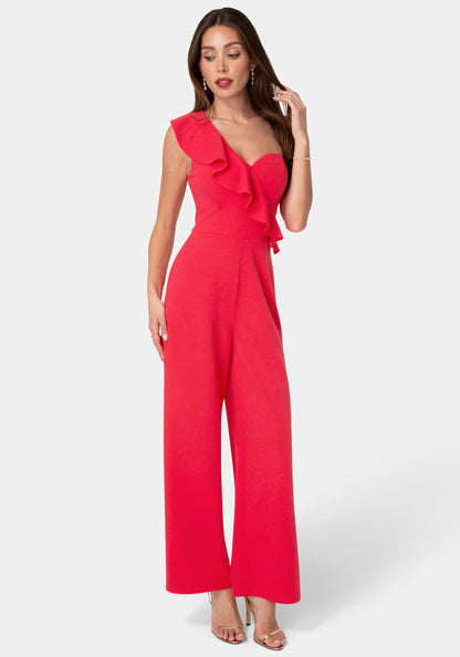 One Shoulder Ruffle Jumpsuit