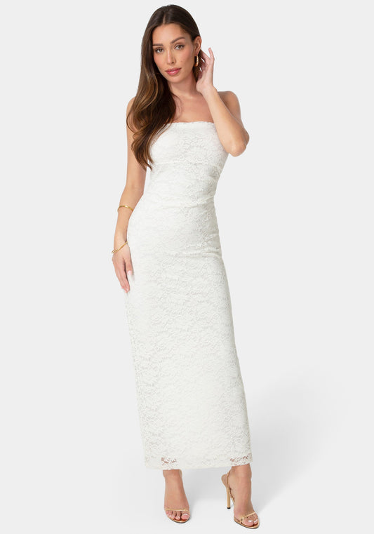 Lace Strapless Tube Maxi Dress