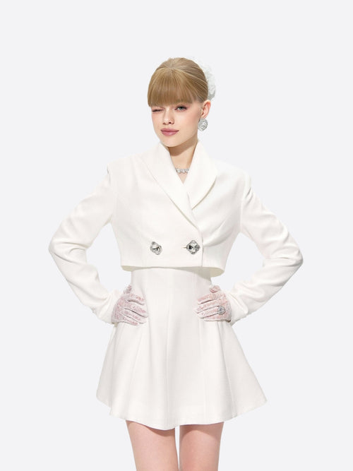 Veronica Crop Blazer (White)
