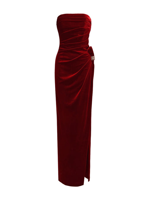 Emma Velvet Dress (Red) (Final Sale)