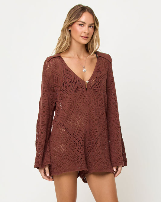 Golden Daze Romper - Cafe