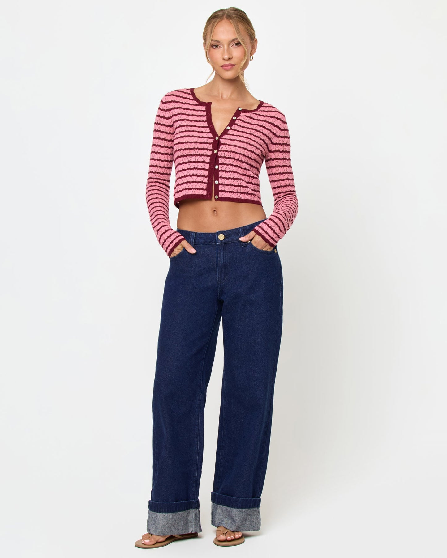 Rosalie Cardigan - Strawberry Stripe
