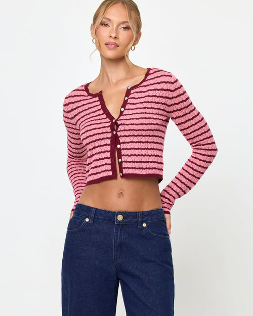 Rosalie Cardigan - Strawberry Stripe