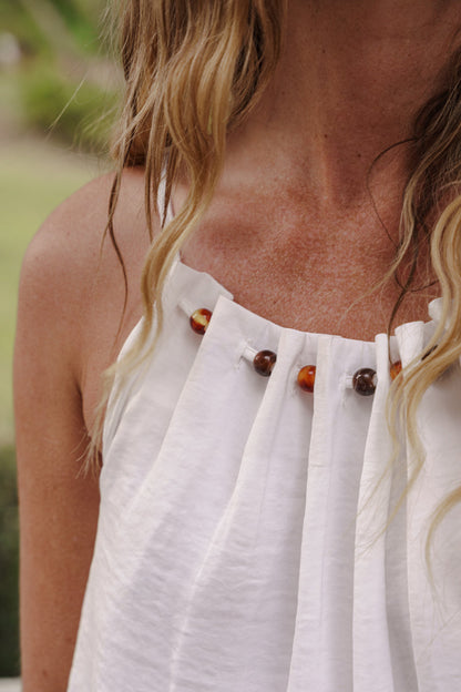 Josephine Sleeveless Pleated Top White