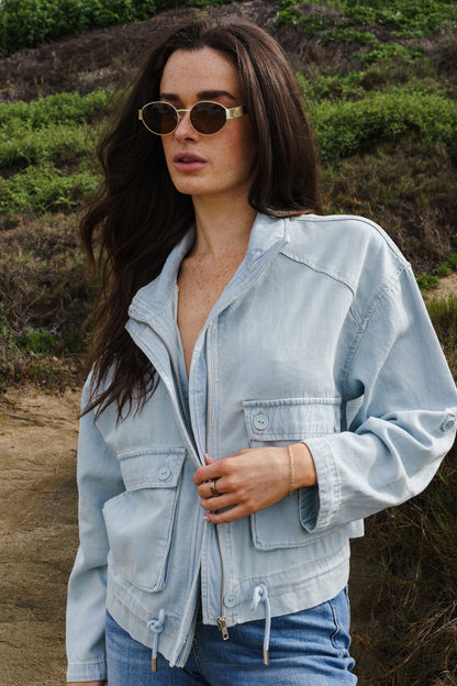 Fallon Drawstring Utility Jacket Medium Wash