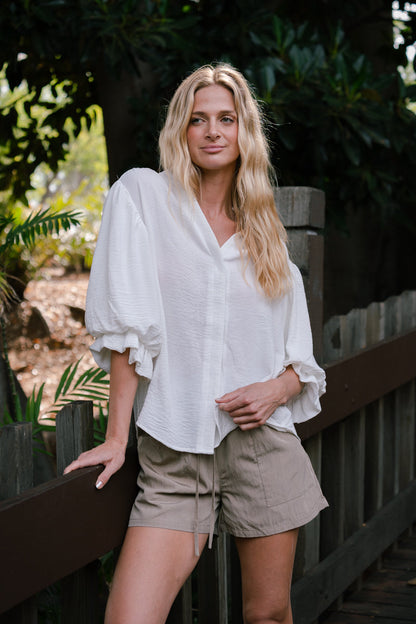 Kali High Waist Double Pocket Shorts Taupe