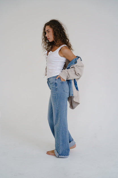 Waitlist 6/28 • Clarissa Long Sleeve Cable Knit Denim Trim One Size Shacket Cream