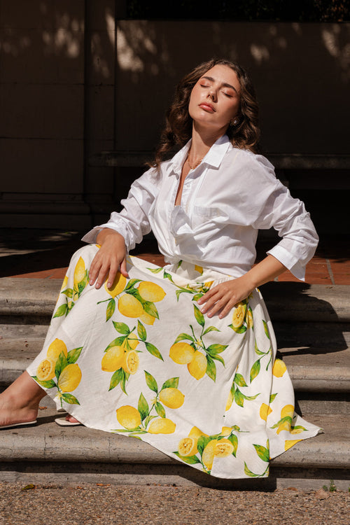 Renata Long Sleeve Button Down Top White