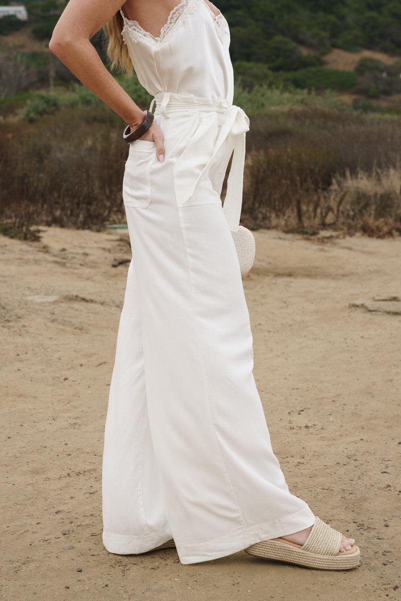 Zivah High Waist Wide Leg Pants Ivory