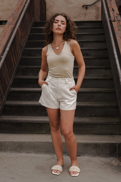 Willow Sleeveless Tank Top Beige
