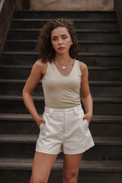 Willow Sleeveless Tank Top Beige
