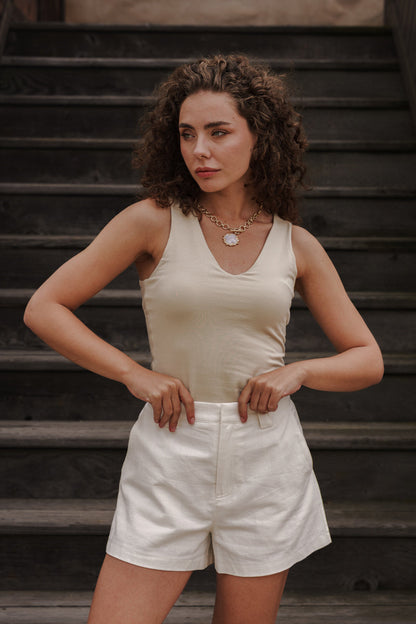Willow Sleeveless Tank Top Beige