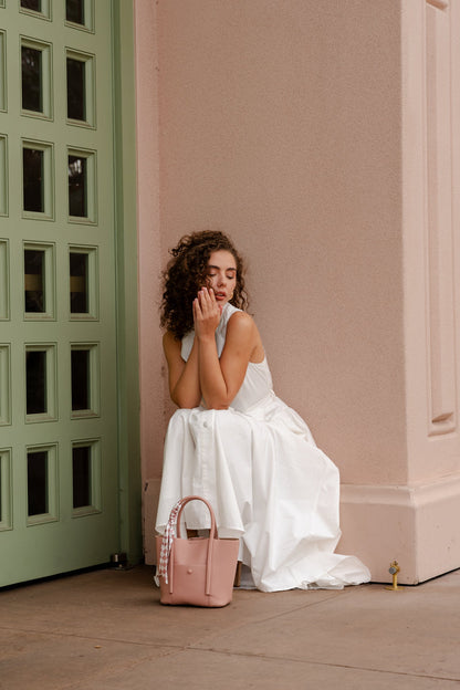Dariana Sleeveless Waist Tie Button Front Midi Dress White