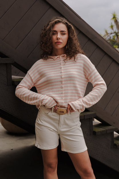 Velora High Rise Denim Shorts White