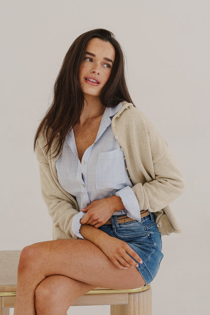 Michelle Long Sleeve Button Down Knit Cardigan Oatmeal
