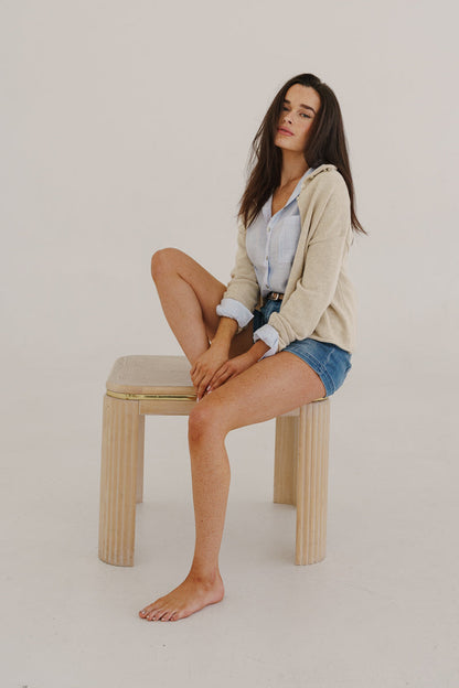 Michelle Long Sleeve Button Down Knit Cardigan Oatmeal
