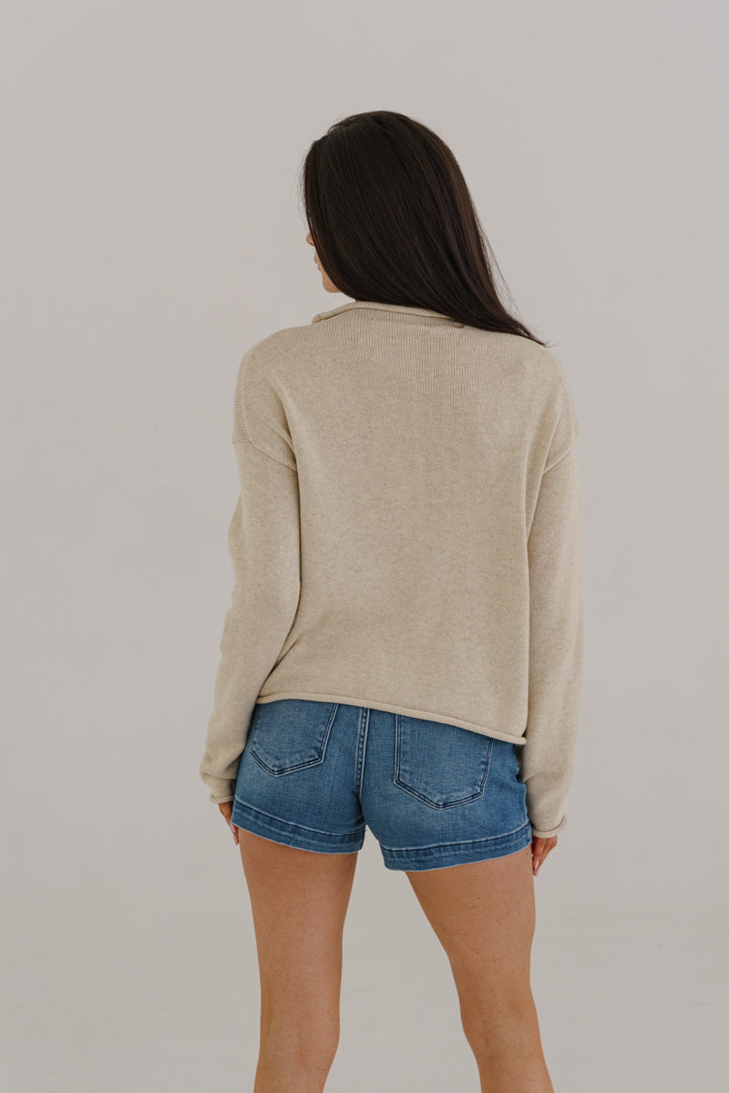 Michelle Long Sleeve Button Down Knit Cardigan Oatmeal