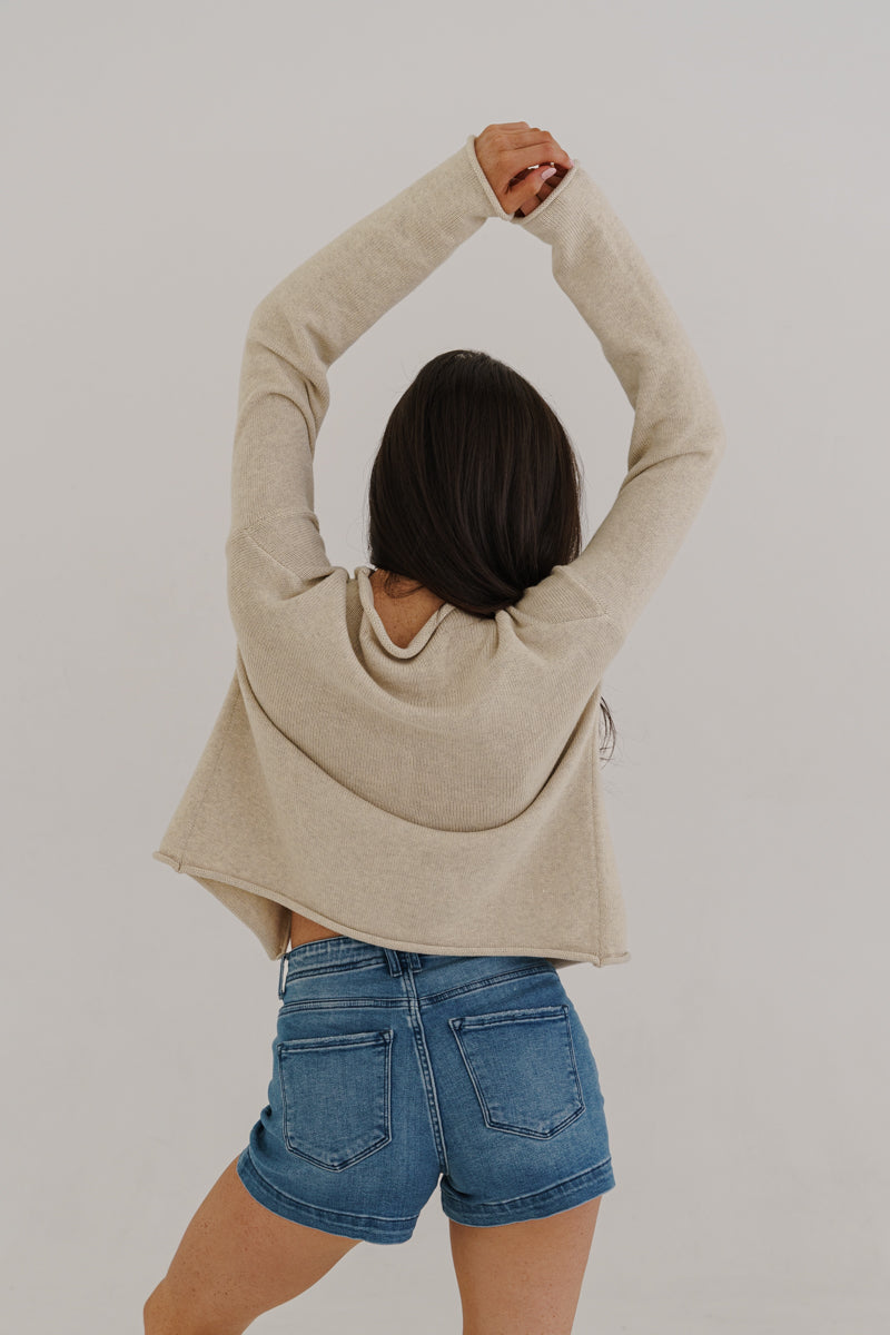 Michelle Long Sleeve Button Down Knit Cardigan Oatmeal