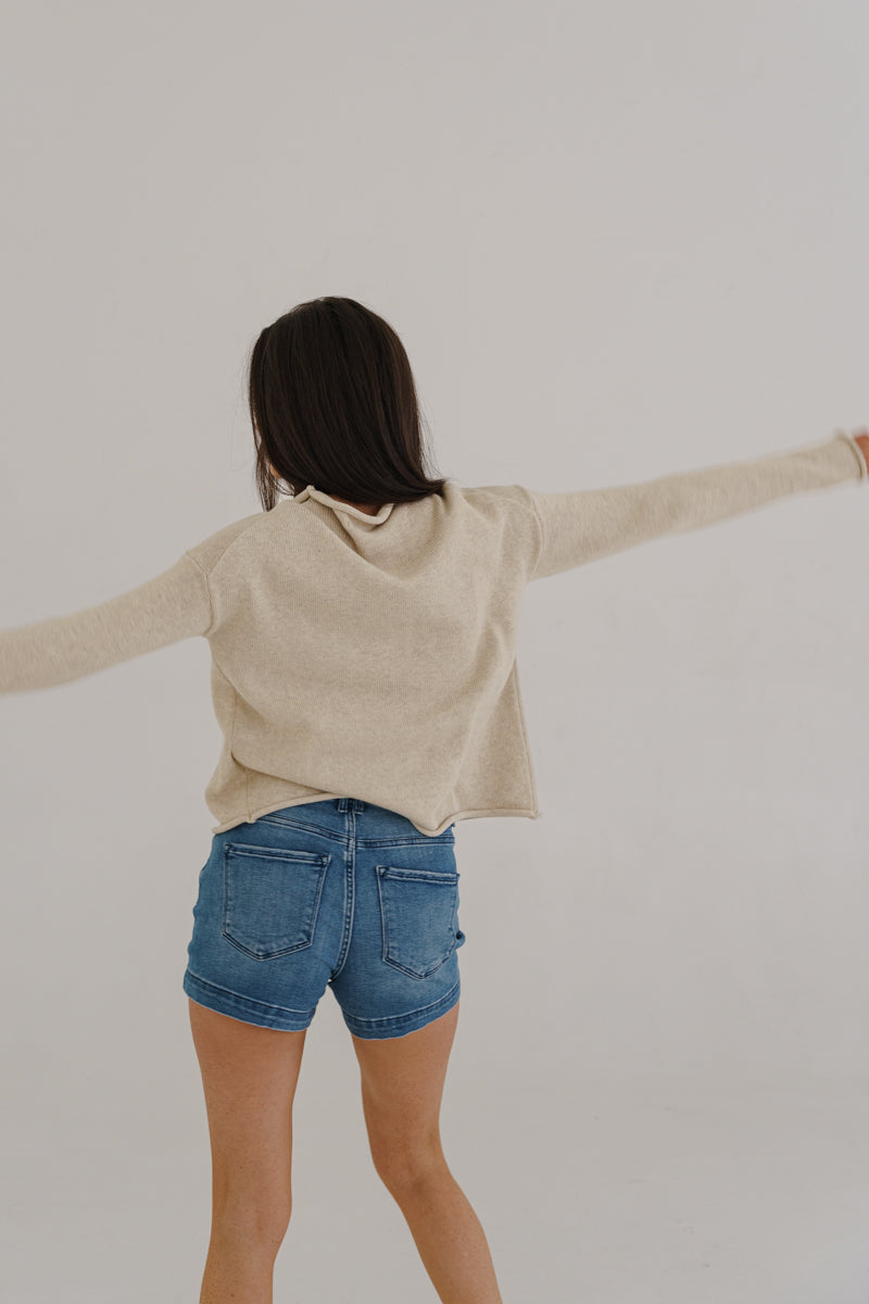 Michelle Long Sleeve Button Down Knit Cardigan Oatmeal