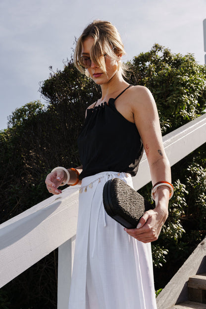 Seraphine High Waist Wrap Midi Skirt White