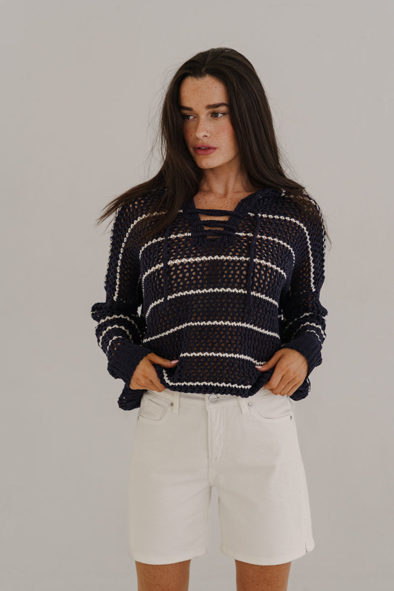 Velora High Rise Denim Shorts White