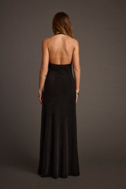 Alondra Black Plunge Maxi Dress