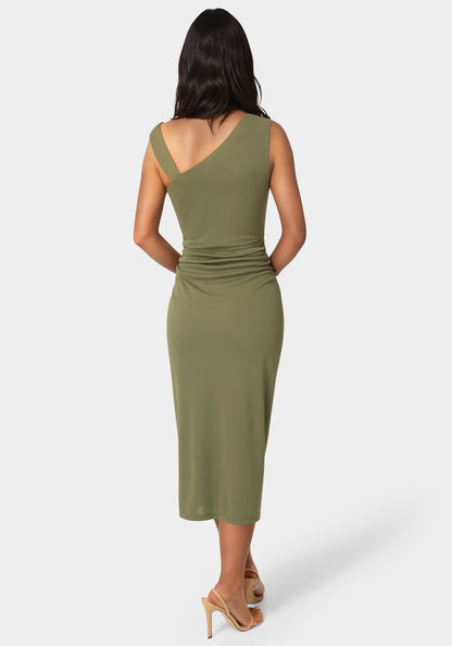 One Shoulder Trim Strap Midi Dress
