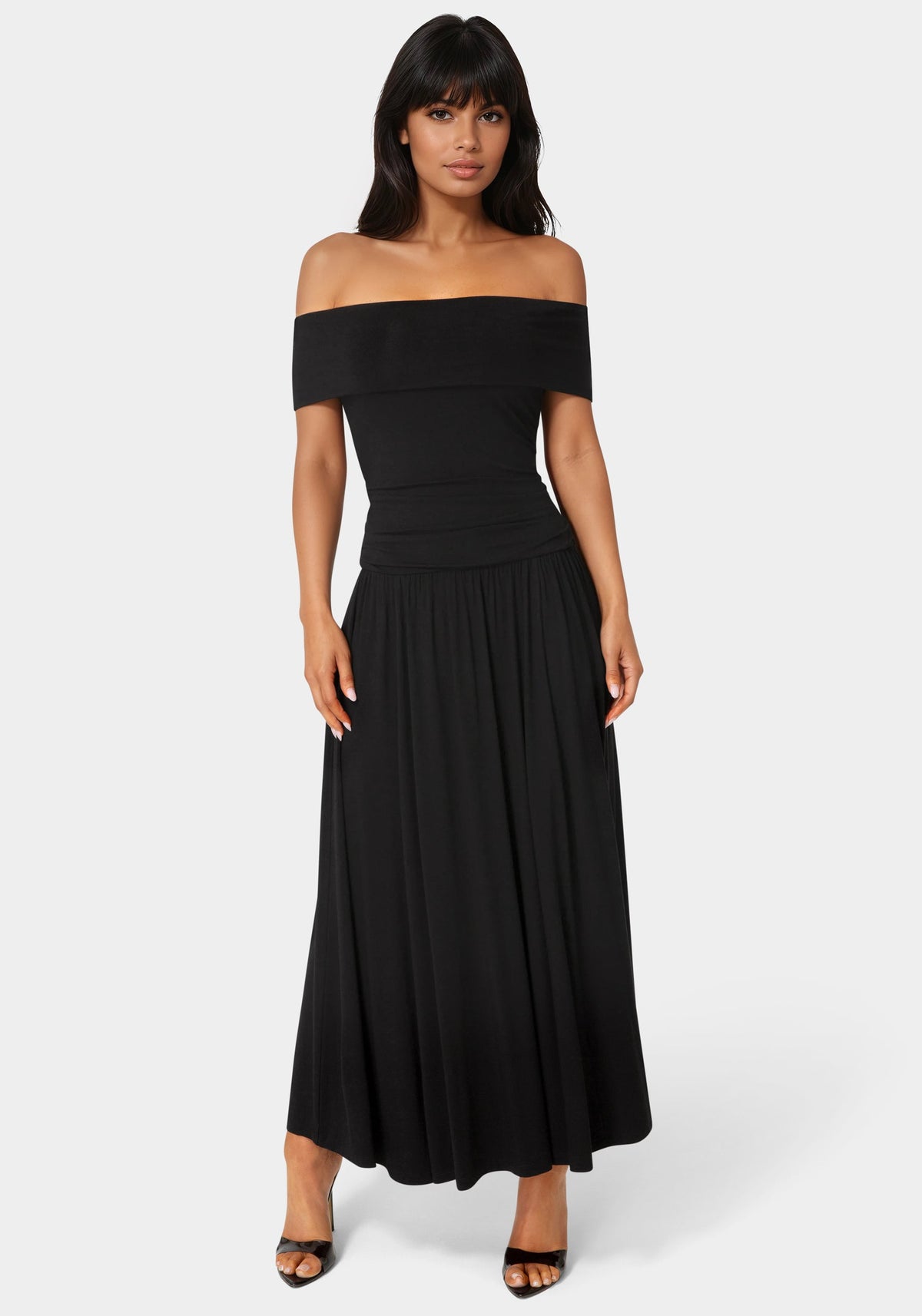 Off the Shoulder Drop Waist Maxi Dress