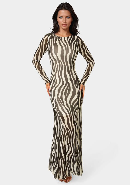 Long Sleeve Powermesh Dress