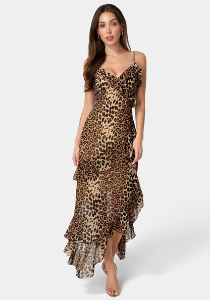 Ruffle Chiffon Midi Dress