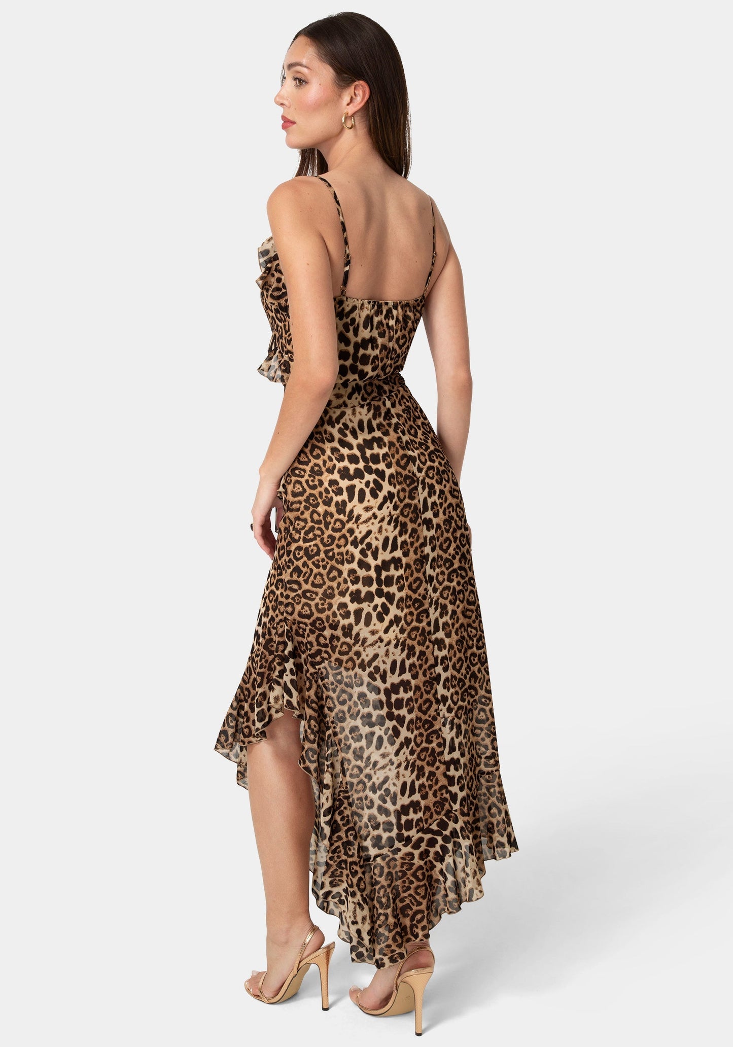 Ruffle Chiffon Midi Dress