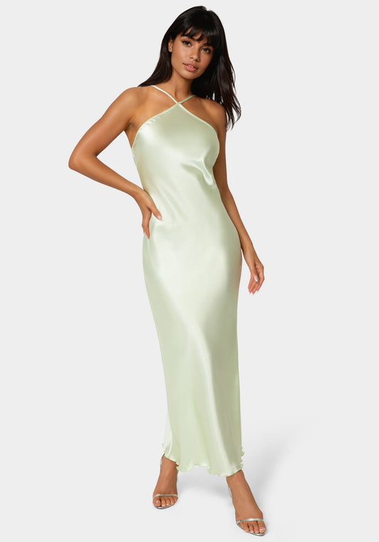 Halter Neck Satin Gown