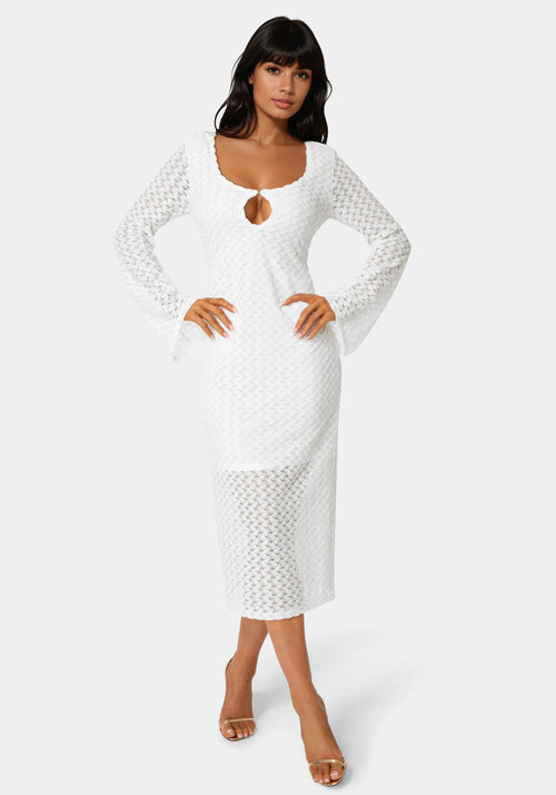 Long Sleeve Cutout Crochet Maxi Dress