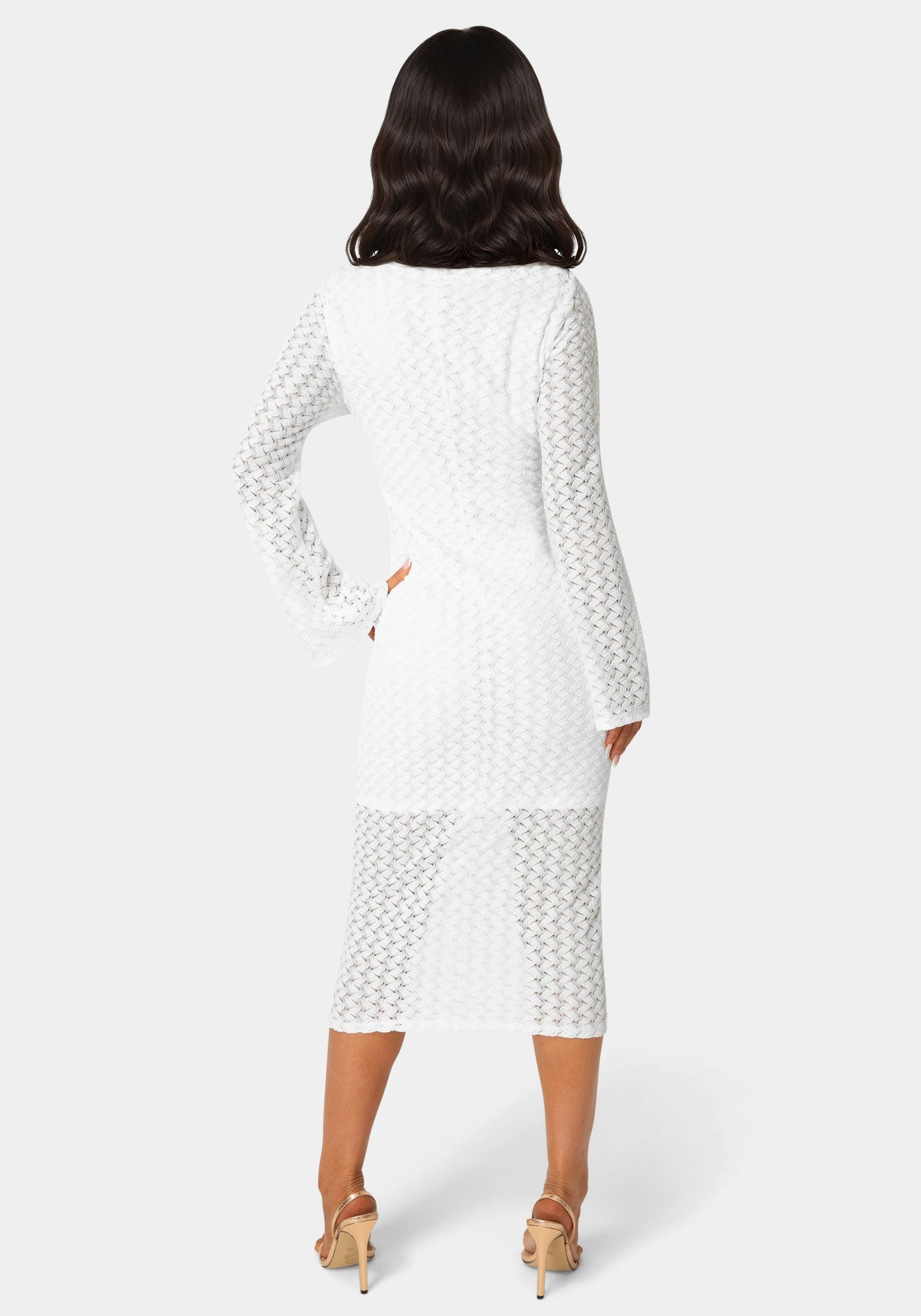 Long Sleeve Cutout Crochet Maxi Dress