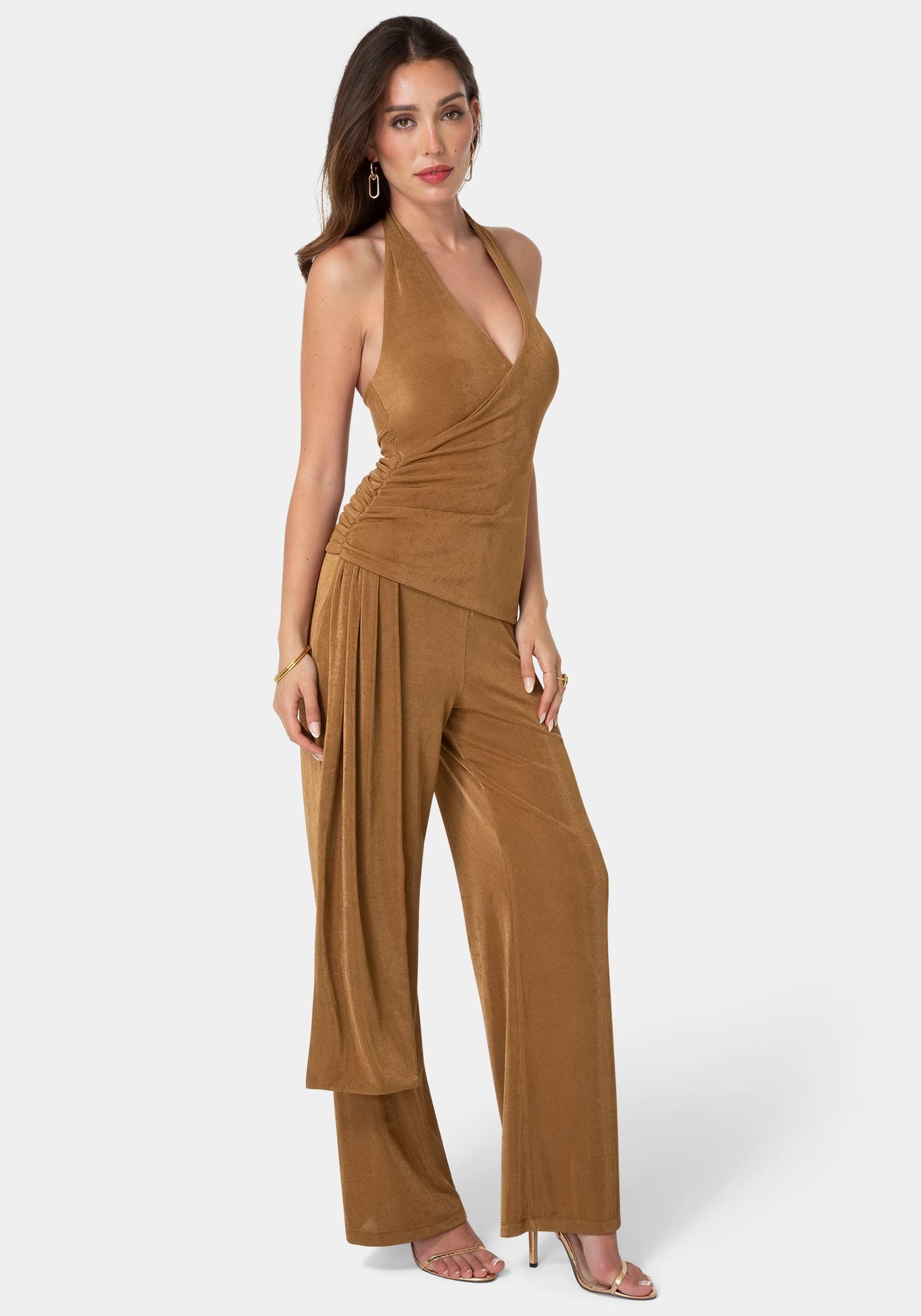 Slinky Drop Waist Halter Jumpsuit