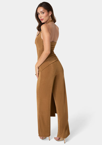 Slinky Drop Waist Halter Jumpsuit