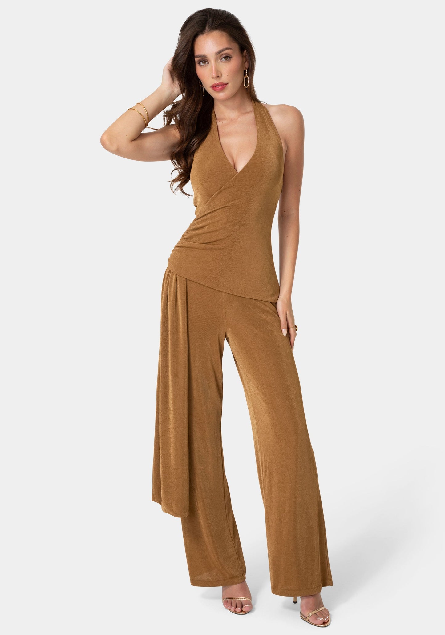 Slinky Drop Waist Halter Jumpsuit