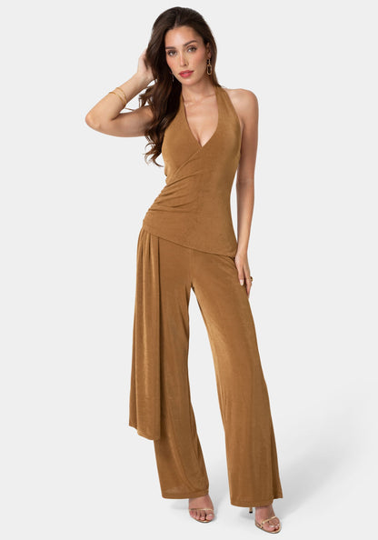 Slinky Drop Waist Halter Jumpsuit