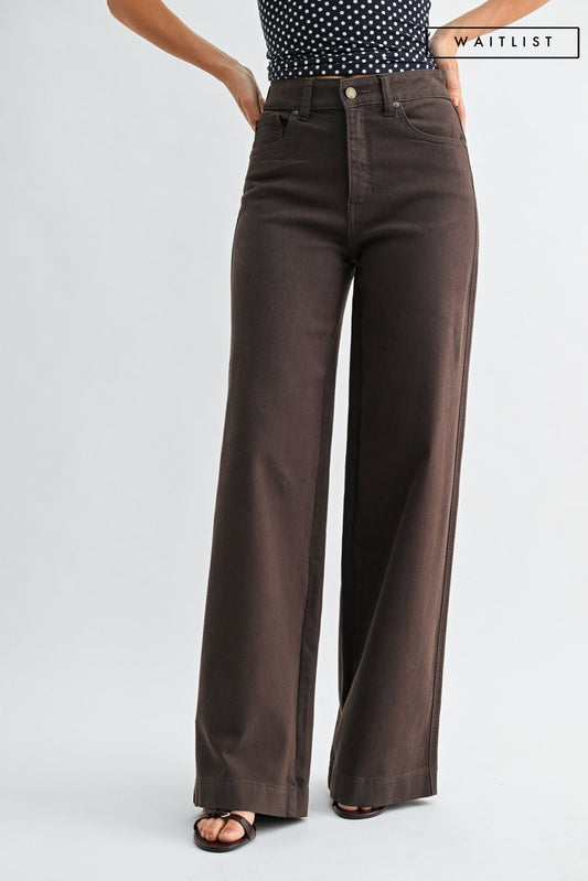 Waitlist 9/20 • Viola High Rise Wide Leg Jeans Dark Brown